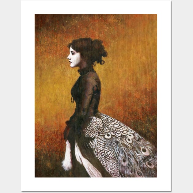 Victorian Peacock Girl Wall Art by mictomart